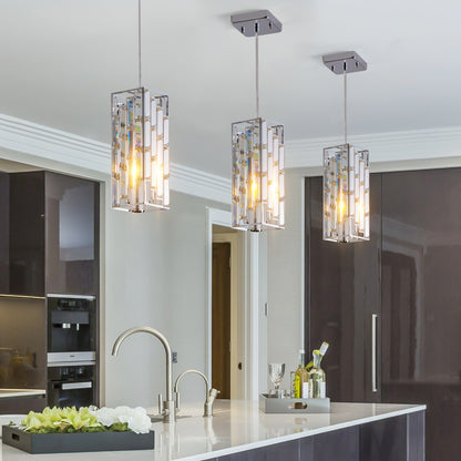 Modern Crystal Pendant Lights – Set of 3 Adjustable Ceiling Fixtures