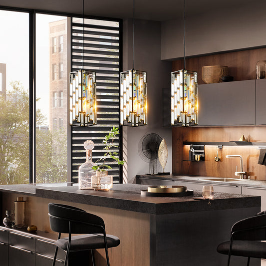 Modern Crystal Pendant Lights -Set of 3 Adjustable Ceiling Fixtures