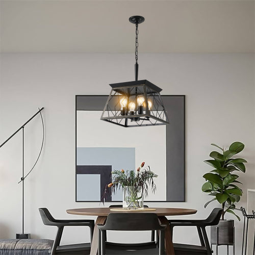 16" Industrial 4-Light Pendant Chandelier -Modern Farmhouse Elegance