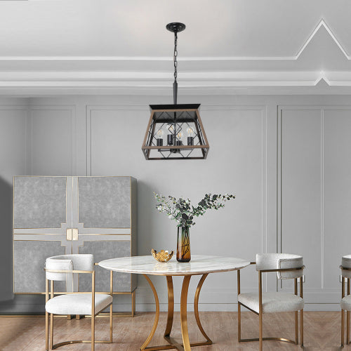 16" Industrial 4-Light Pendant Chandelier – Modern Farmhouse Elegance