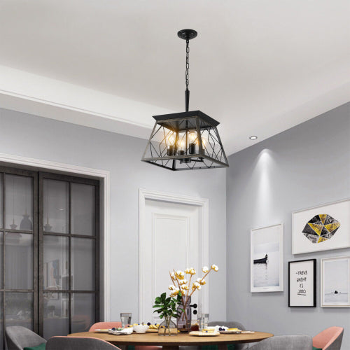 16" Industrial 4-Light Pendant Chandelier – Modern Farmhouse Elegance
