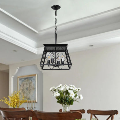 16" Industrial 4-Light Pendant Chandelier – Modern Farmhouse Elegance