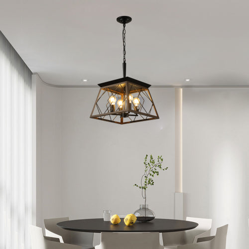16" Industrial 4-Light Pendant Chandelier – Modern Farmhouse Elegance