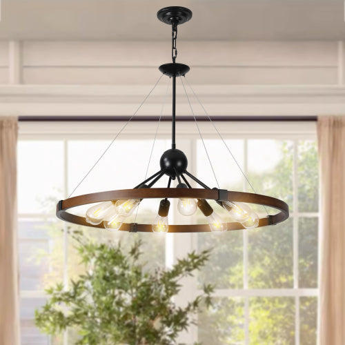 8-Light Retro Farmhouse Chandelier (No Bulbs)