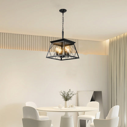16" Industrial 4-Light Pendant Chandelier – Modern Farmhouse Elegance