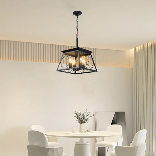 16" Industrial 4-Light Pendant Chandelier – Modern Farmhouse Elegance