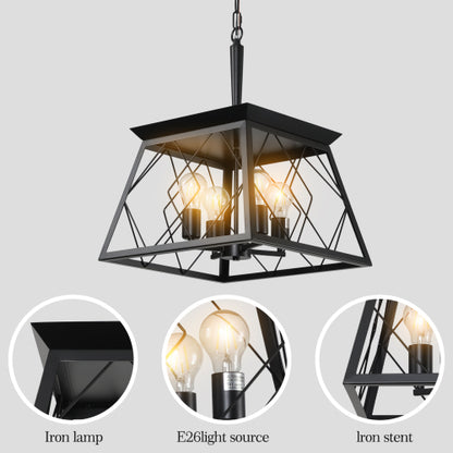 16" Industrial 4-Light Pendant Chandelier – Modern Farmhouse Elegance
