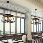 16" Industrial 4-Light Pendant Chandelier -Modern Farmhouse Elegance