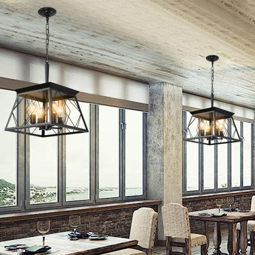 16" Industrial 4-Light Pendant Chandelier -Modern Farmhouse Elegance