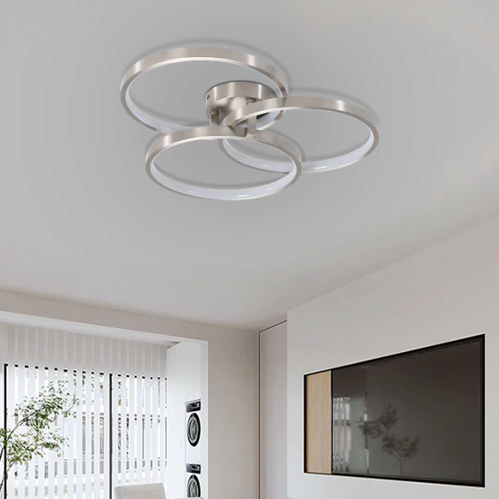 Three-Ring Contemporary LED Ceiling Lamp -Modern Elegance &amp; Soft Illumination