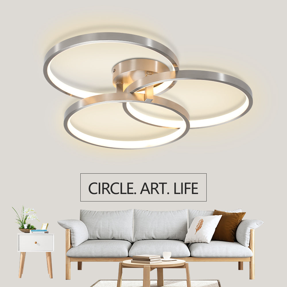 Three-Ring Contemporary LED Ceiling Lamp -Modern Elegance &amp; Soft Illumination
