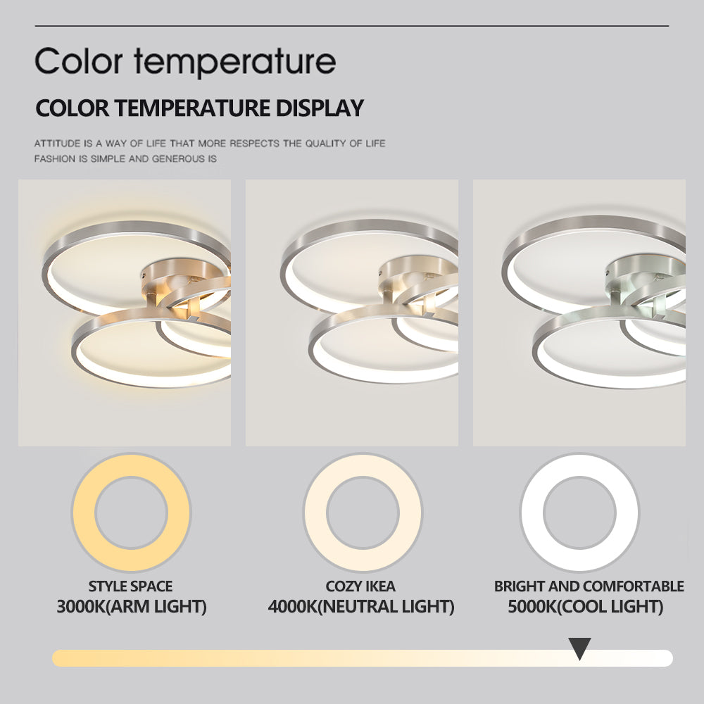 Three-Ring Contemporary LED Ceiling Lamp -Modern Elegance &amp; Soft Illumination