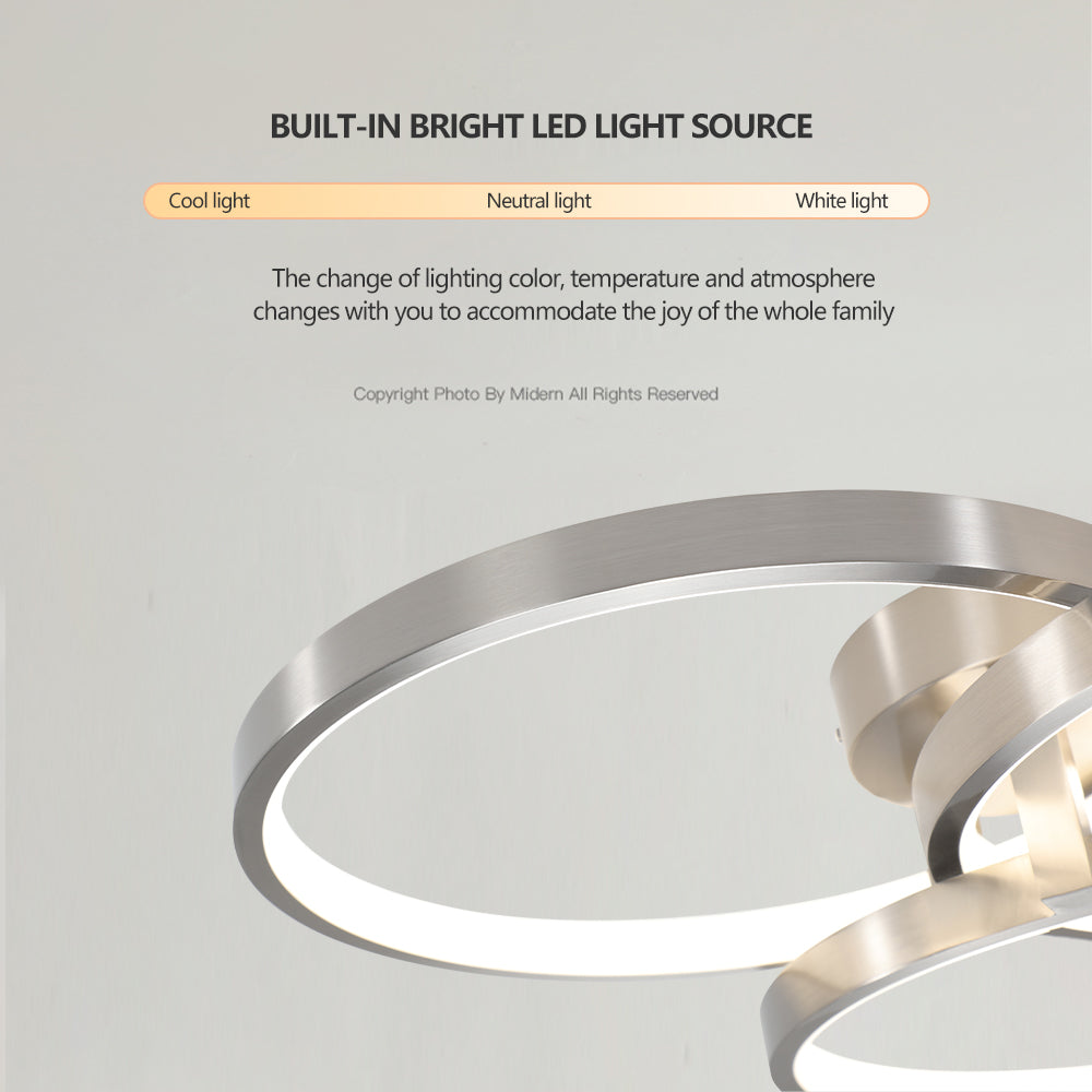 Three-Ring Contemporary LED Ceiling Lamp -Modern Elegance &amp; Soft Illumination