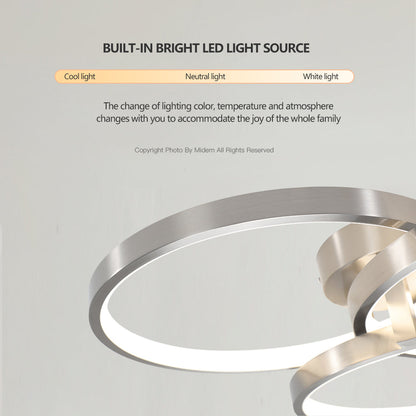 Three-Ring Contemporary LED Ceiling Lamp -Modern Elegance &amp; Soft Illumination