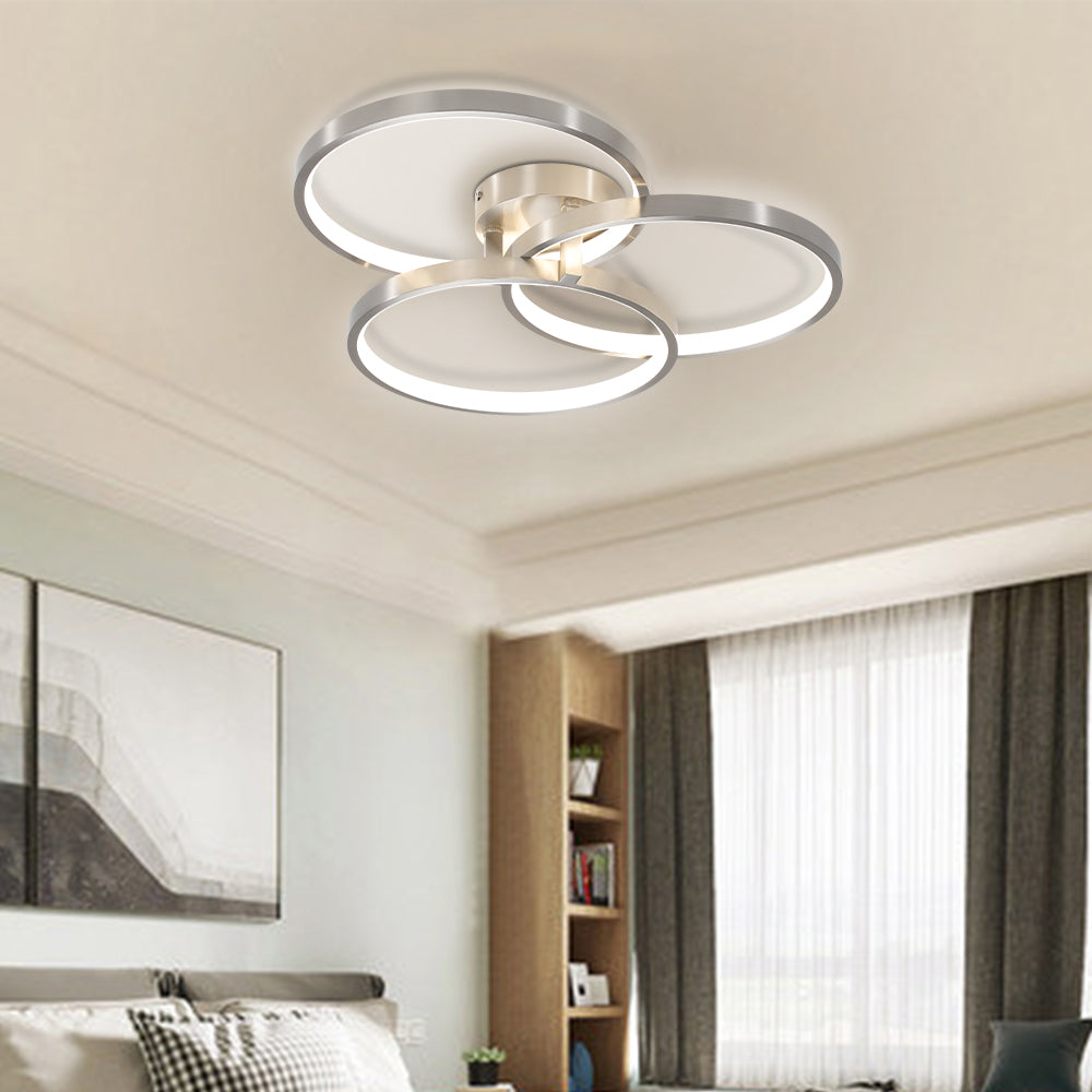 Three-Ring Contemporary LED Ceiling Lamp -Modern Elegance &amp; Soft Illumination