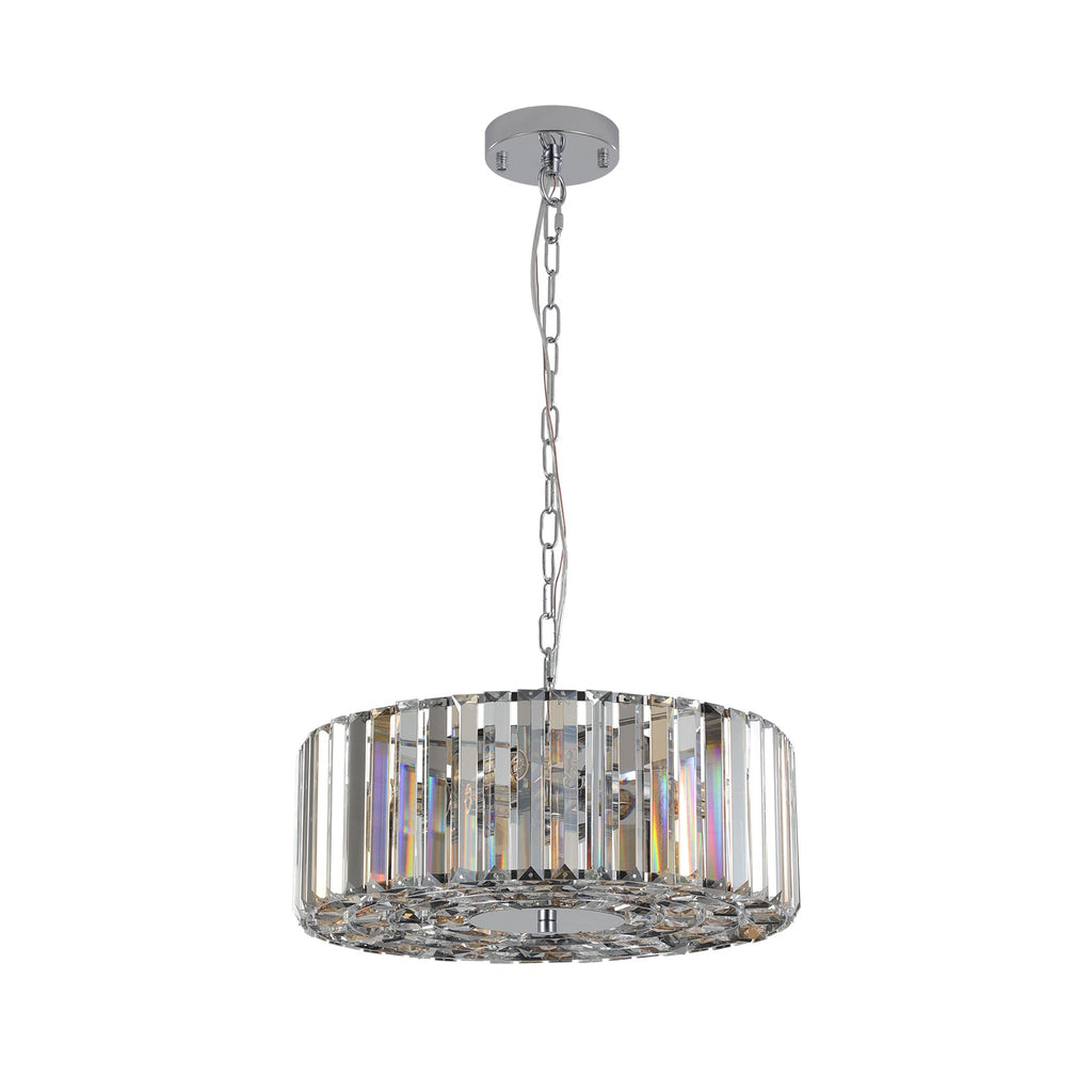 17" Chrome Crystal Pendant -Modern Elegance &amp; Radiant Illumination