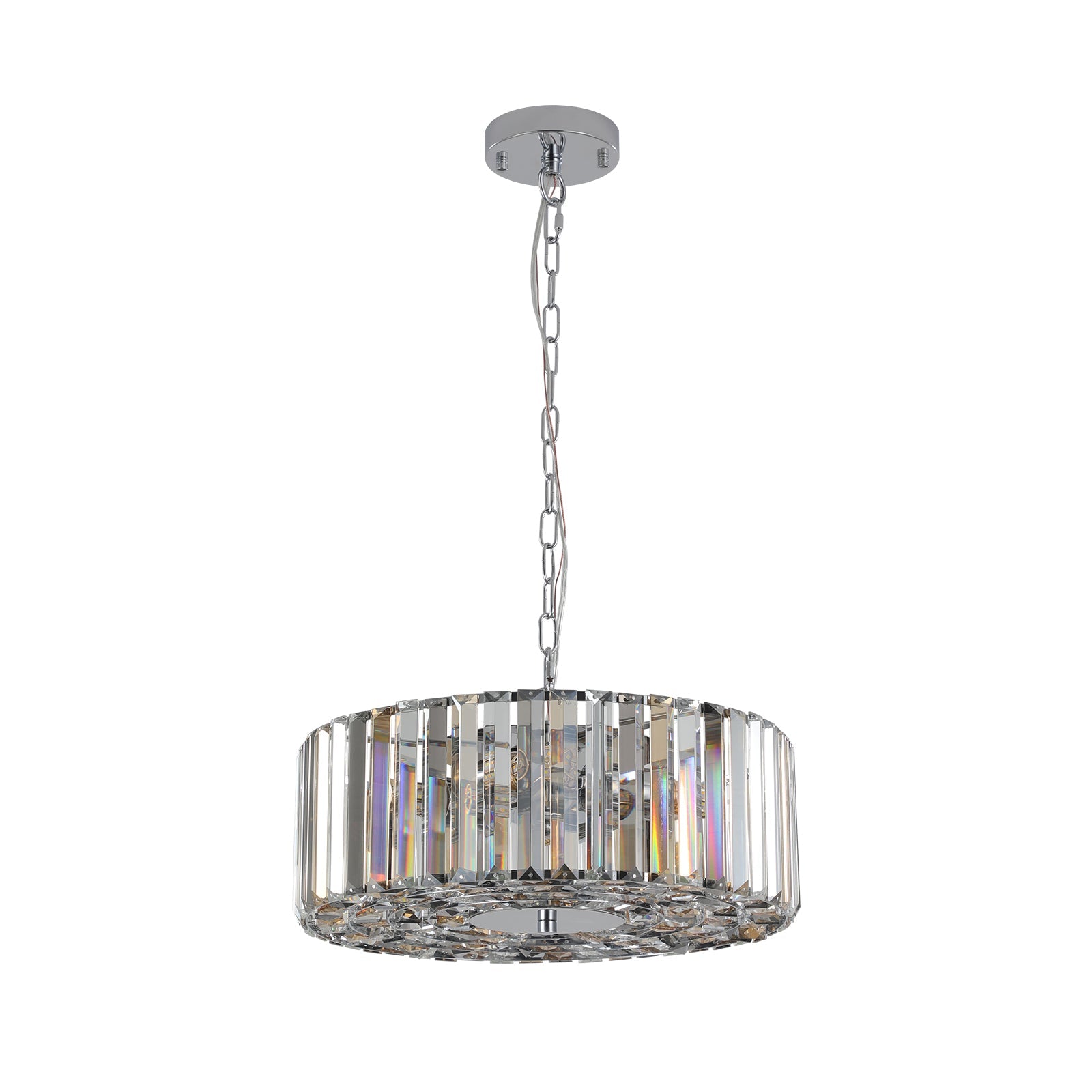 17" Chrome Crystal Pendant -Modern Elegance &amp; Radiant Illumination