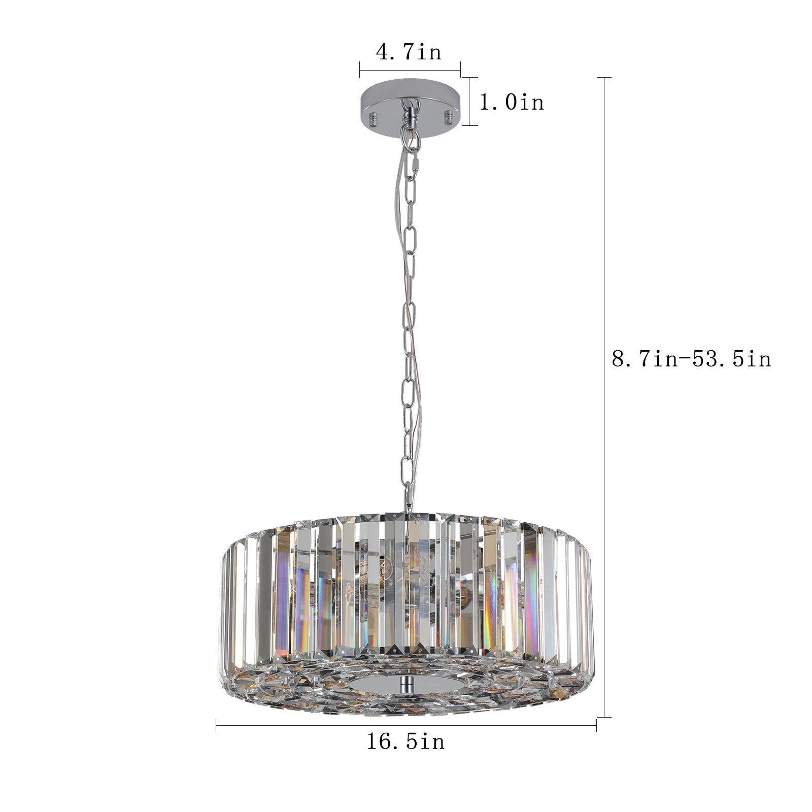 17" Chrome Crystal Pendant -Modern Elegance &amp; Radiant Illumination