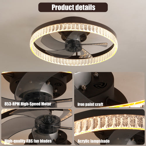 19.7In Minimalist Ring LED Ceiling Fan – Modern Comfort &amp; Style