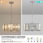 17" Chrome Crystal Pendant -Modern Elegance &amp; Radiant Illumination