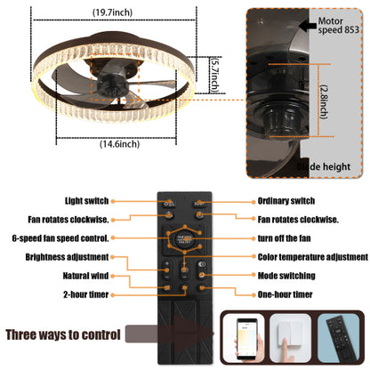 19.7In Minimalist Ring LED Ceiling Fan – Modern Comfort &amp; Style