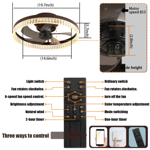 19.7In Minimalist Ring LED Ceiling Fan – Modern Comfort &amp; Style