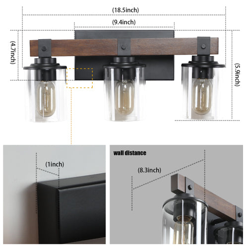 Rustic Vanity Light, Industrial Bathroom Wall Sconce  (No Bulbs)