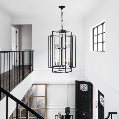 8-Light Lantern Tiered Chandelier