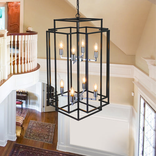 8-Light Lantern Tiered Chandelier