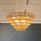 24" Woven Hemp Rope Chandelier -Boho Farmhouse Elegance