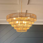24" Woven Hemp Rope Chandelier -Boho Farmhouse Elegance
