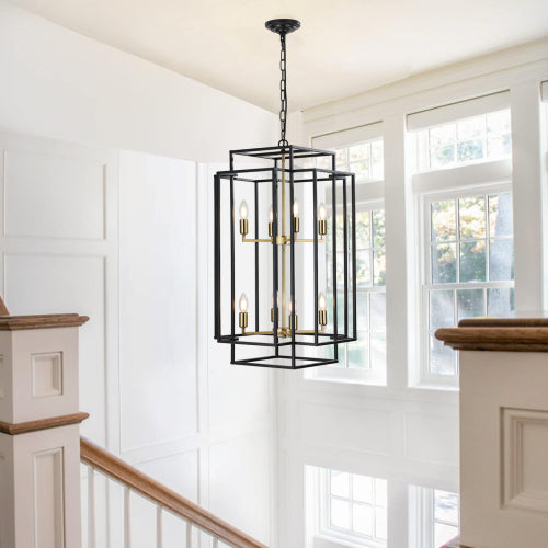 8-Light Lantern Tiered Chandelier