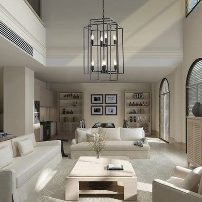 8-Light Lantern Tiered Chandelier