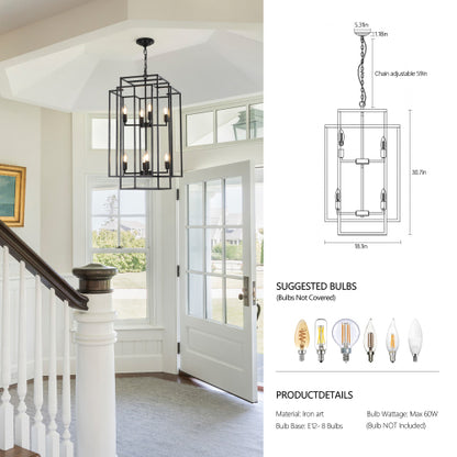 8-Light Lantern Tiered Chandelier