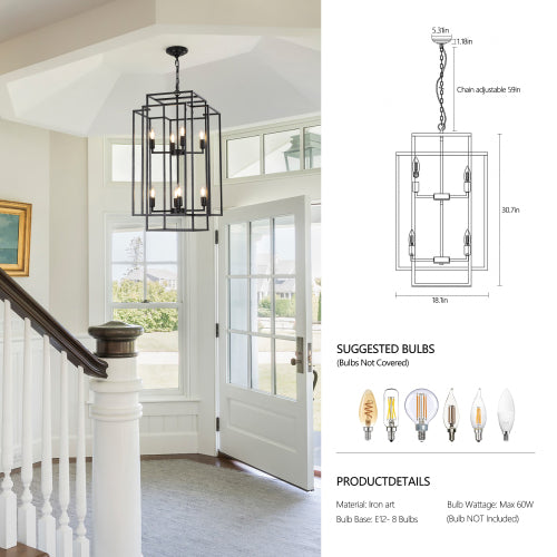 8-Light Lantern Tiered Chandelier