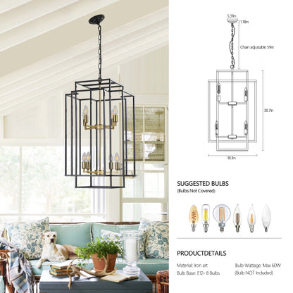 8-Light Lantern Tiered Chandelier