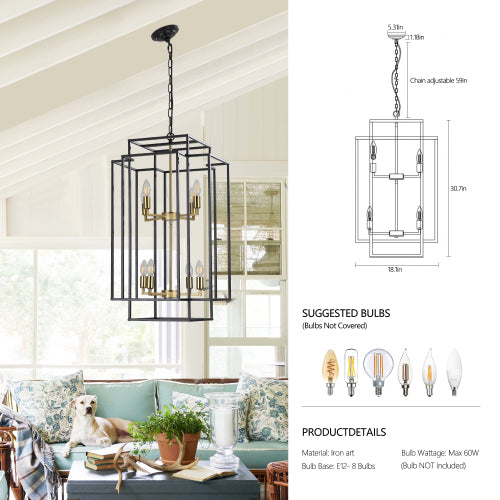 8-Light Lantern Tiered Chandelier