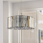 17" Chrome Crystal Pendant -Modern Elegance &amp; Radiant Illumination