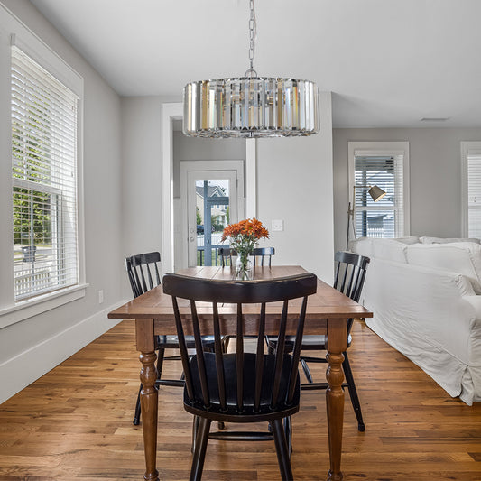 17" Chrome Crystal Pendant -Modern Elegance &amp; Radiant Illumination