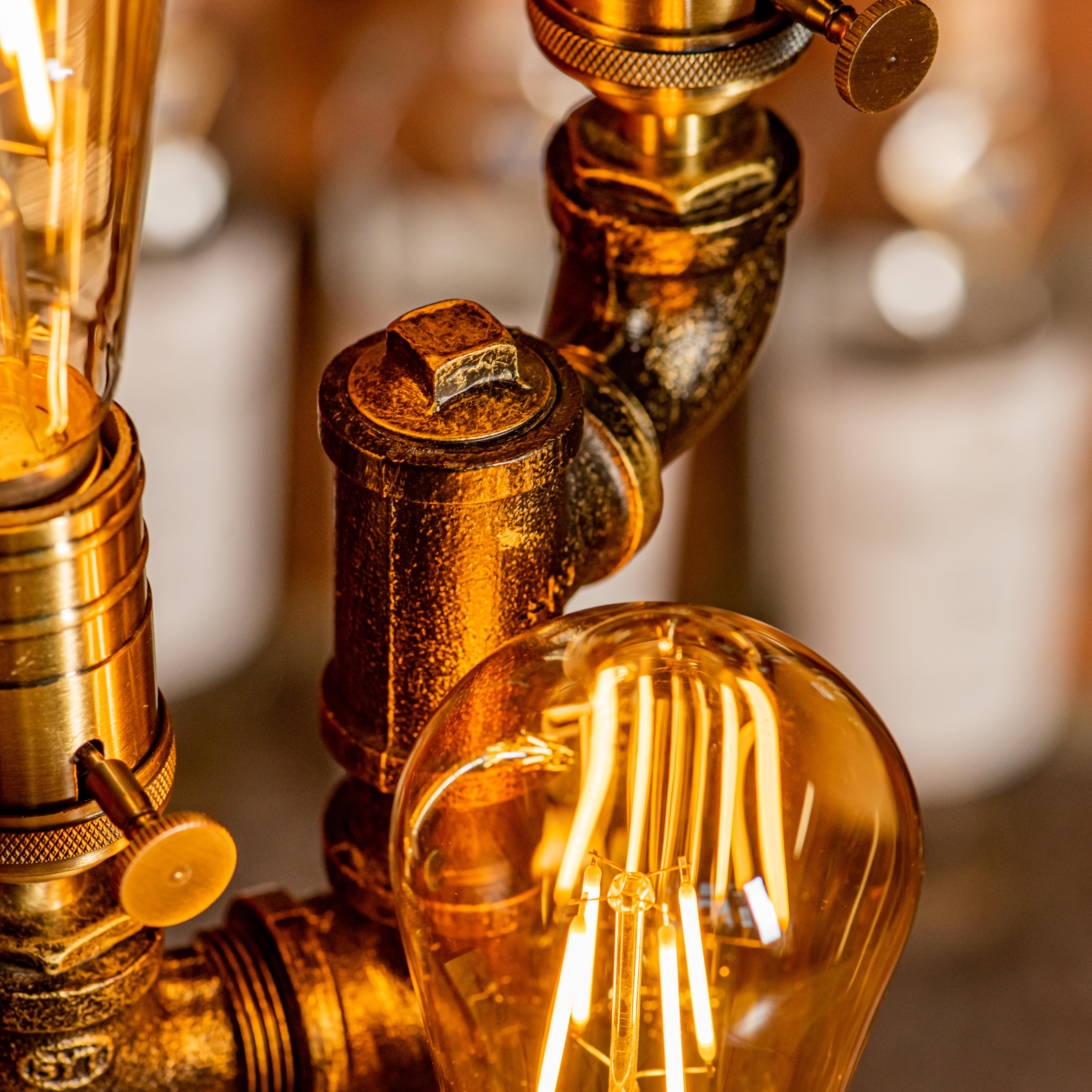 Lampe à tuyau réglable vintage faite à la main Steampunk Shadow