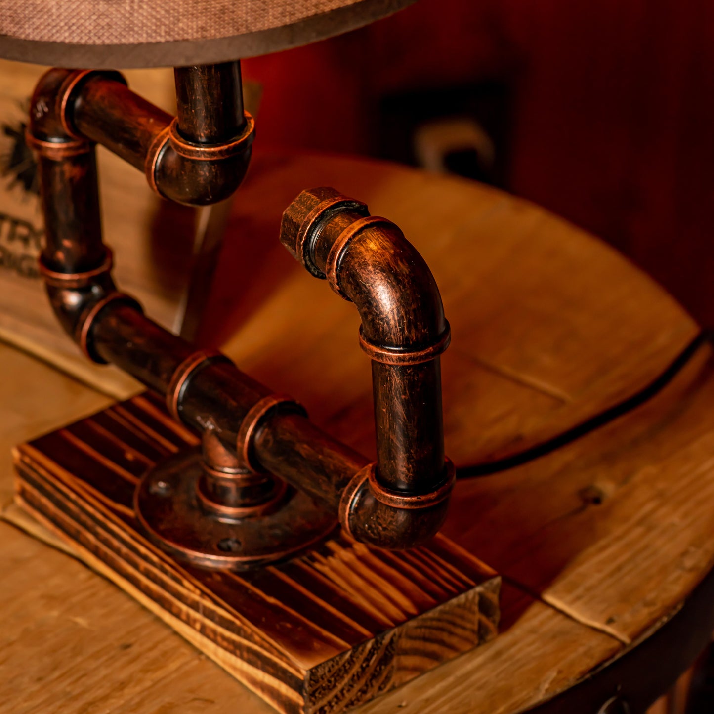 Whisper Steampunk Handmade Vintage Adjustable Pipe Lamp