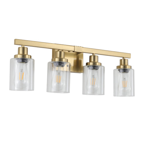 Golden  Vanity Light with Clear Glass Shades (No Bulbs)