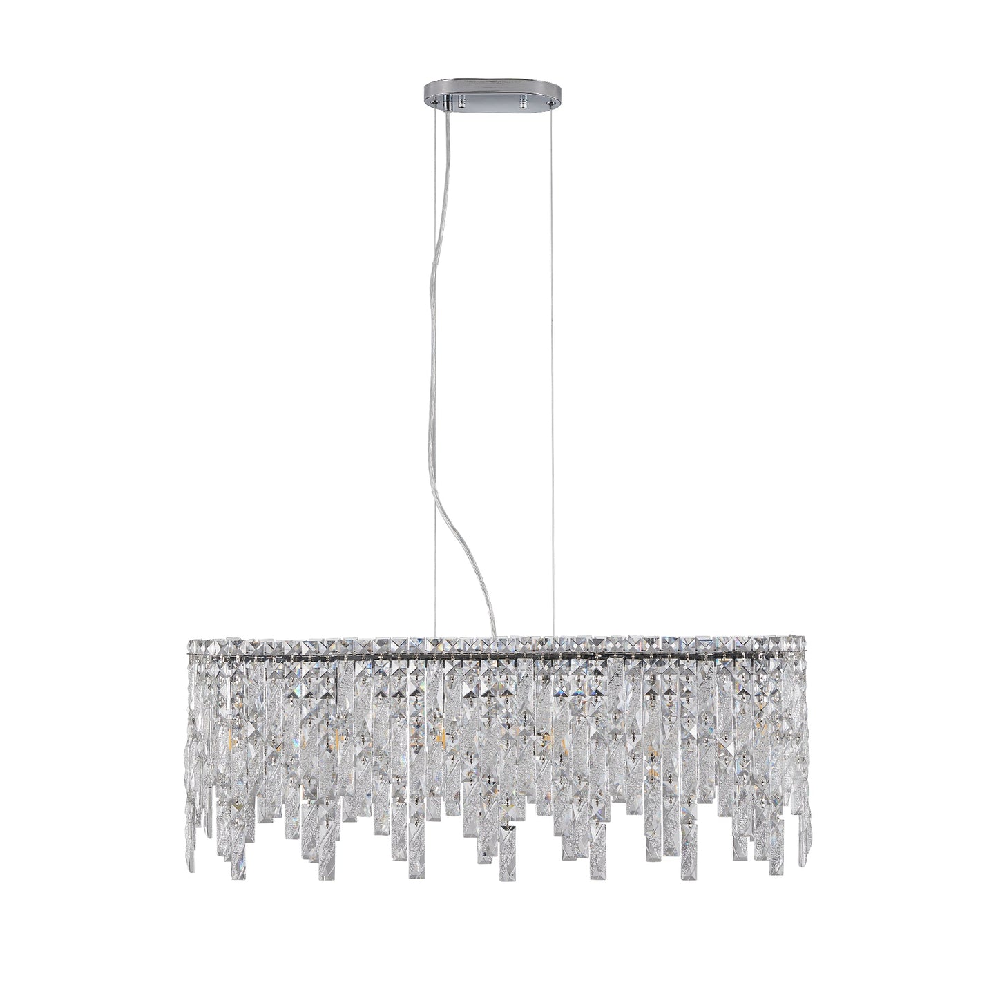 Silver Elegant Oval Crystal Chandelier -Modern Luxury &amp; Radiant Brilliance