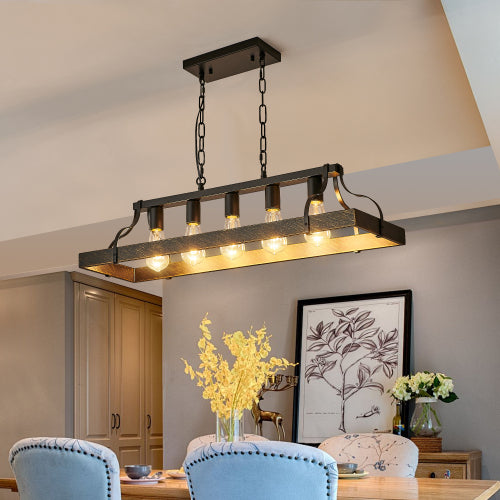 34" Black Industrial Pendant Light -Modern Farmhouse Elegance