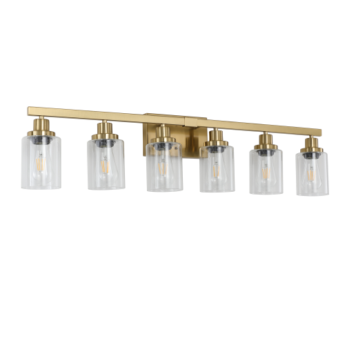 Golden  Vanity Light with Clear Glass Shades (No Bulbs)