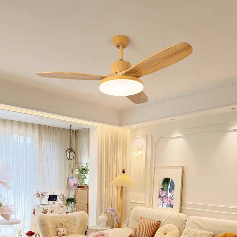 3 Wood Blade Ceiling Fan Lamp