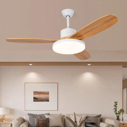 3 Wood Blade Ceiling Fan Lamp