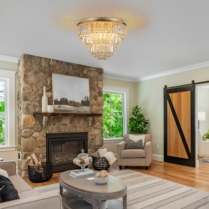 Gold Crystal Chandelier – Contemporary Luxury Ceiling Light Fixture