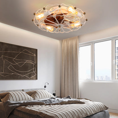 Low-Profile Caged Ceiling Fan with Light