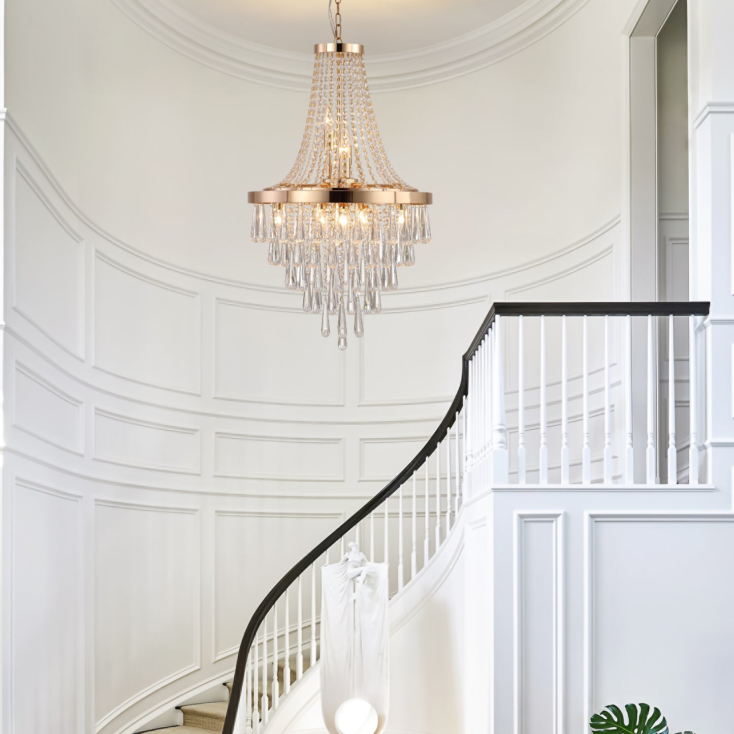 Gold Crystal Chandelier -Large Contemporary Luxury Ceiling Fixture